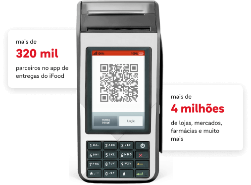 Máquina de cartão aceita cartão iFood Benefícios na função crédito em todo Brasil