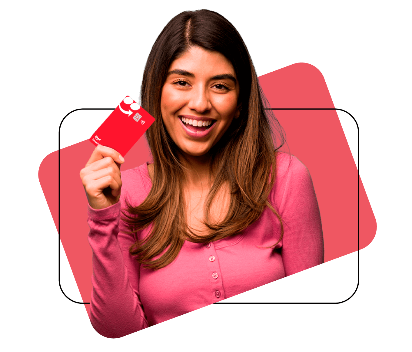 Mulher segurando cartão do iFood Benefícios
